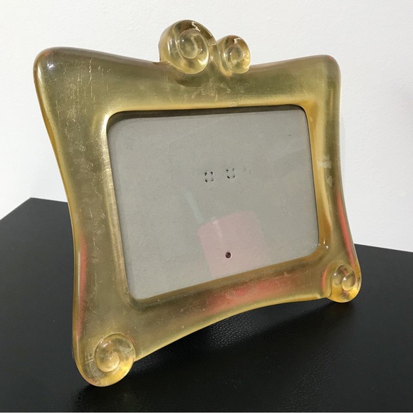 Vintage 5X7 UV Black Light Glow Thick Lucite Gold Leaf Swirl Picture Photo Frame - Picture 5 of 16